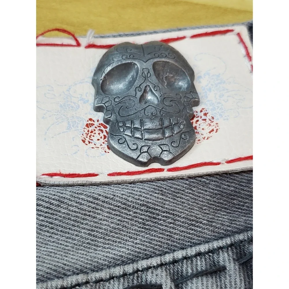 Laguna Beach Jeans Co Men Jeans 32X32 Gray Denim Y2K Embroidered Skull 30